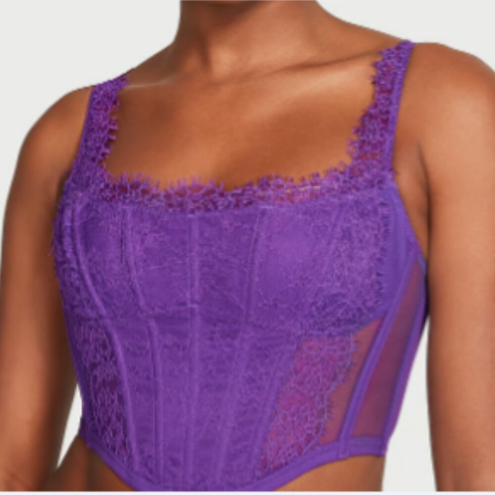 Victoria's Secret DREAM ANGELS‎ Lace Corset Top - Purple - Small - Picture 3 of 7